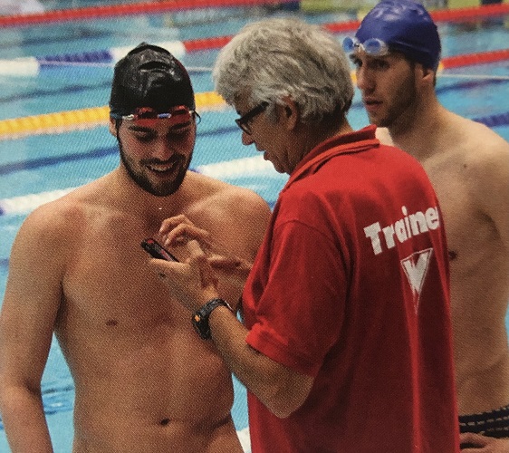 2010 Trainer Krassimir Entchev mit Schwimmer Max Meyer und Matthias Killiches bei der Deutschen Meisterschaft in Berlin
